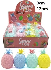 PARTIJ SQUEEZE TOYS 9CM ANANAS IN DISPLAY