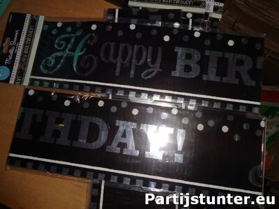 PARTIJ METALLIC BANNER HAPPY BIRTHDAY 7,62MTR