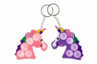 PARTIJ SLEUTELHANGER UNICORN POP-IT ROZE PAARS