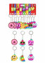 PARTIJ SLEUTELHANGERS FRUITY SWEETS 5CM 6 VERSCHILLENDE