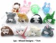 PARTIJ KLEINE PLUSH DIEREN HANGERS 7CM MIX